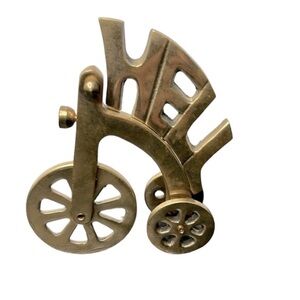 Vintage Solid Brass Hell on Wheels Tricycle   Heavy Paperweight Rare